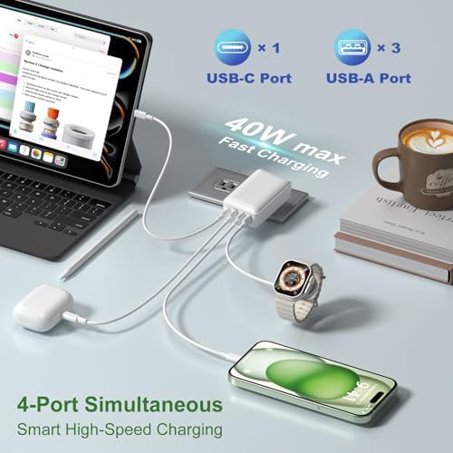 Flat four port foldable wall charging block — photo 3