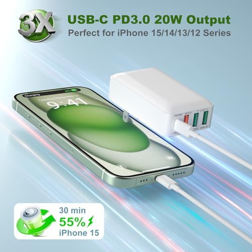 Flat four port foldable wall charging block — photo 4