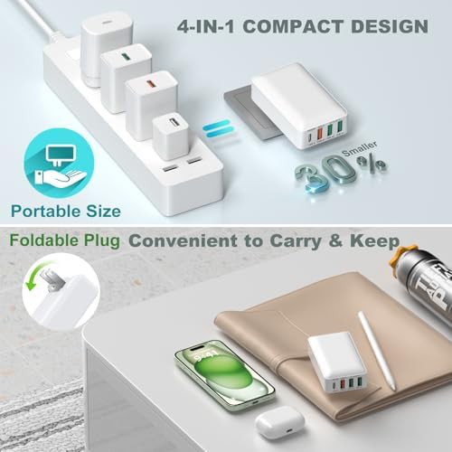 Flat four port foldable wall charging block — photo 5