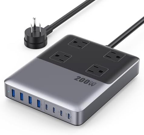 Desktop power strip with eight USB ports