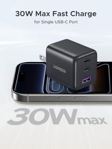 Three port 30w black gan charging block — photo 3