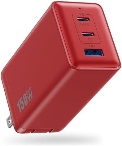 Compact foldable three port 150W adapter
