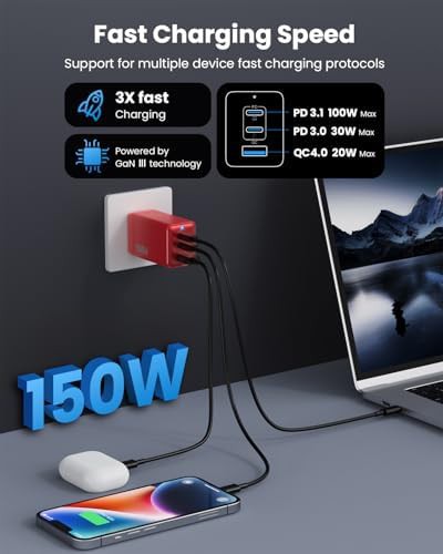 Compact foldable three port 150W adapter — photo 4