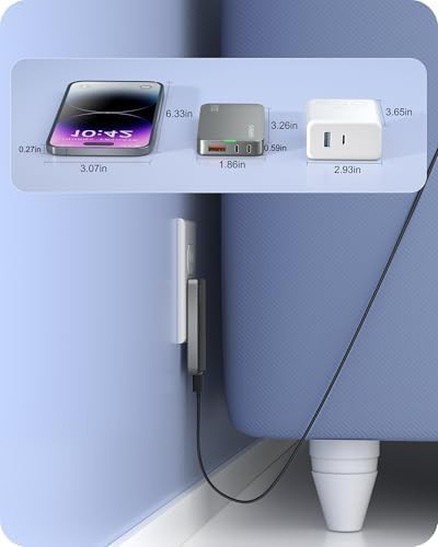 Slim flat three port grey wall charger — photo 5
