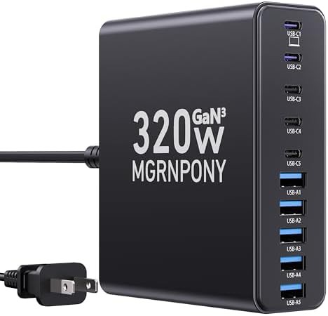 Ten port GaN desktop charging station