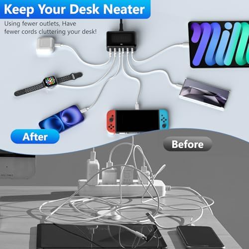 Six port 100W desktop charging station with cord — photo 4
