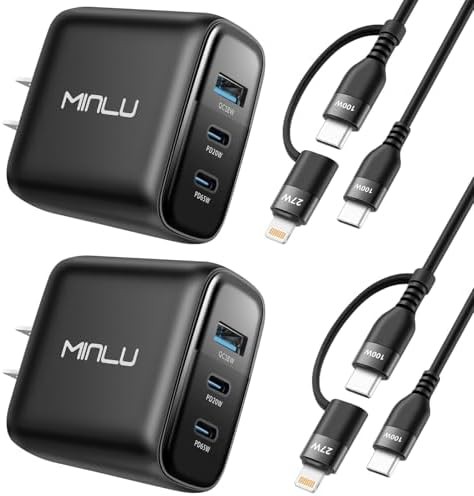 Compact three port 65W charger two pack