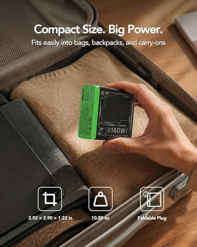 Black four port 140W GaN laptop charger — photo 4