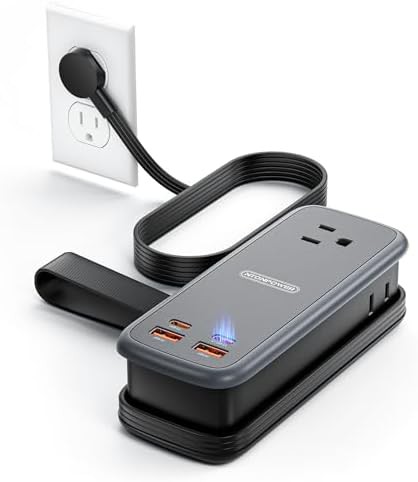 Black 100W GaN travel power strip