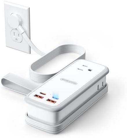 White 100W GaN travel power strip
