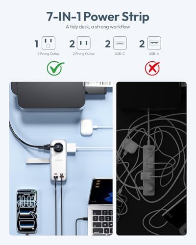 White 100W GaN travel power strip — photo 3