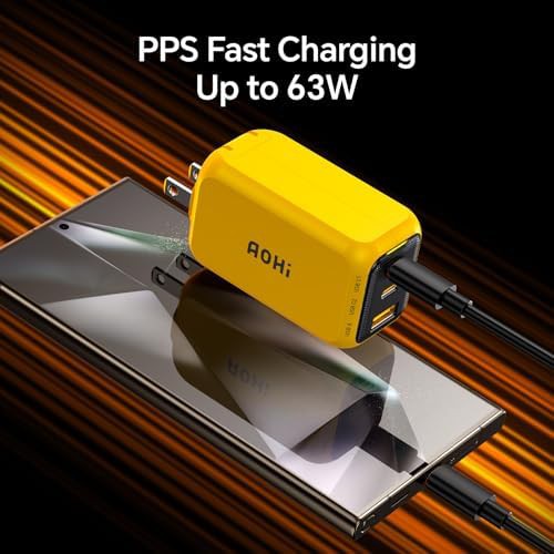 Yellow 65W three port laptop wall charger — photo 5