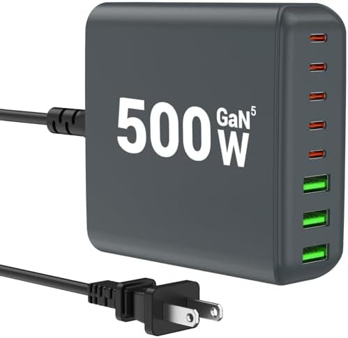 Grey eight port 500W charging station