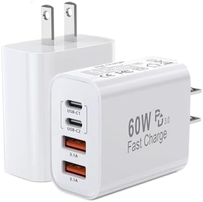 Quad port 60W GaN power adapter two pack