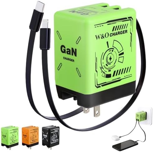 Green dual retractable cable GaN charger