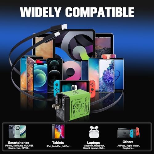 Green dual retractable cable GaN charger — photo 3