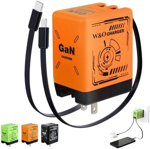 Orange dual retractable cable GaN charger