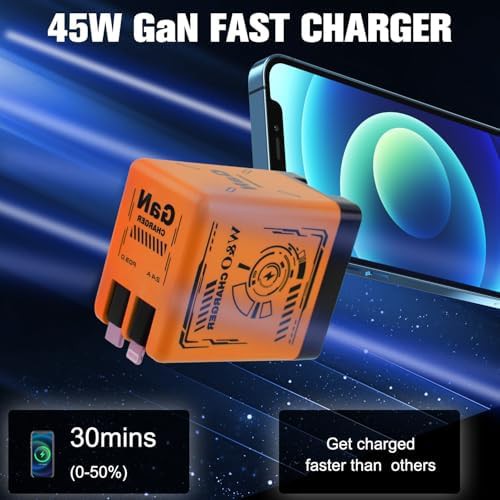Orange dual retractable cable GaN charger — photo 5