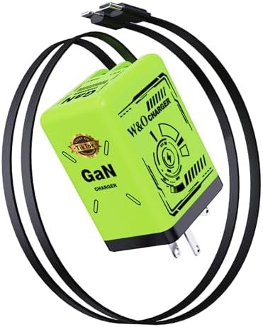 Green retractable cable 45W travel charger
