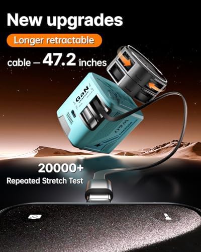 Retractable dual cable 60W GaN wall plug — photo 4
