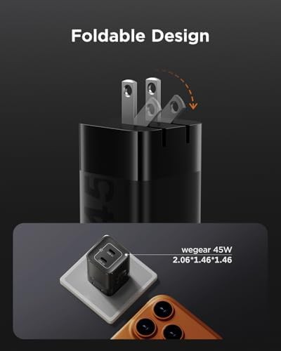 Black forty five watt GaN foldable charger — photo 4