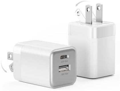 Dual port thirty watt foldable white charger