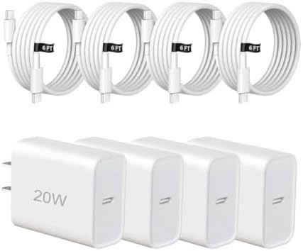 Four Pack Wall Chargers with Cables 20W