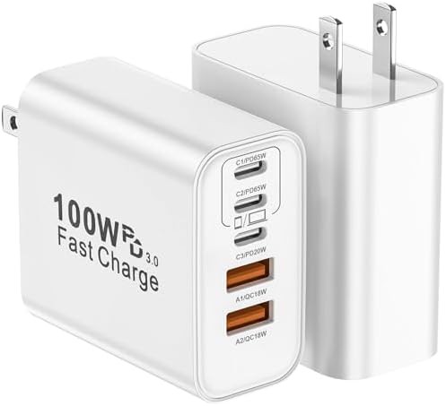 Five port 100W wall charger two pack