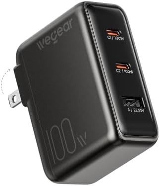Slim hundred watt GaN travel charger block